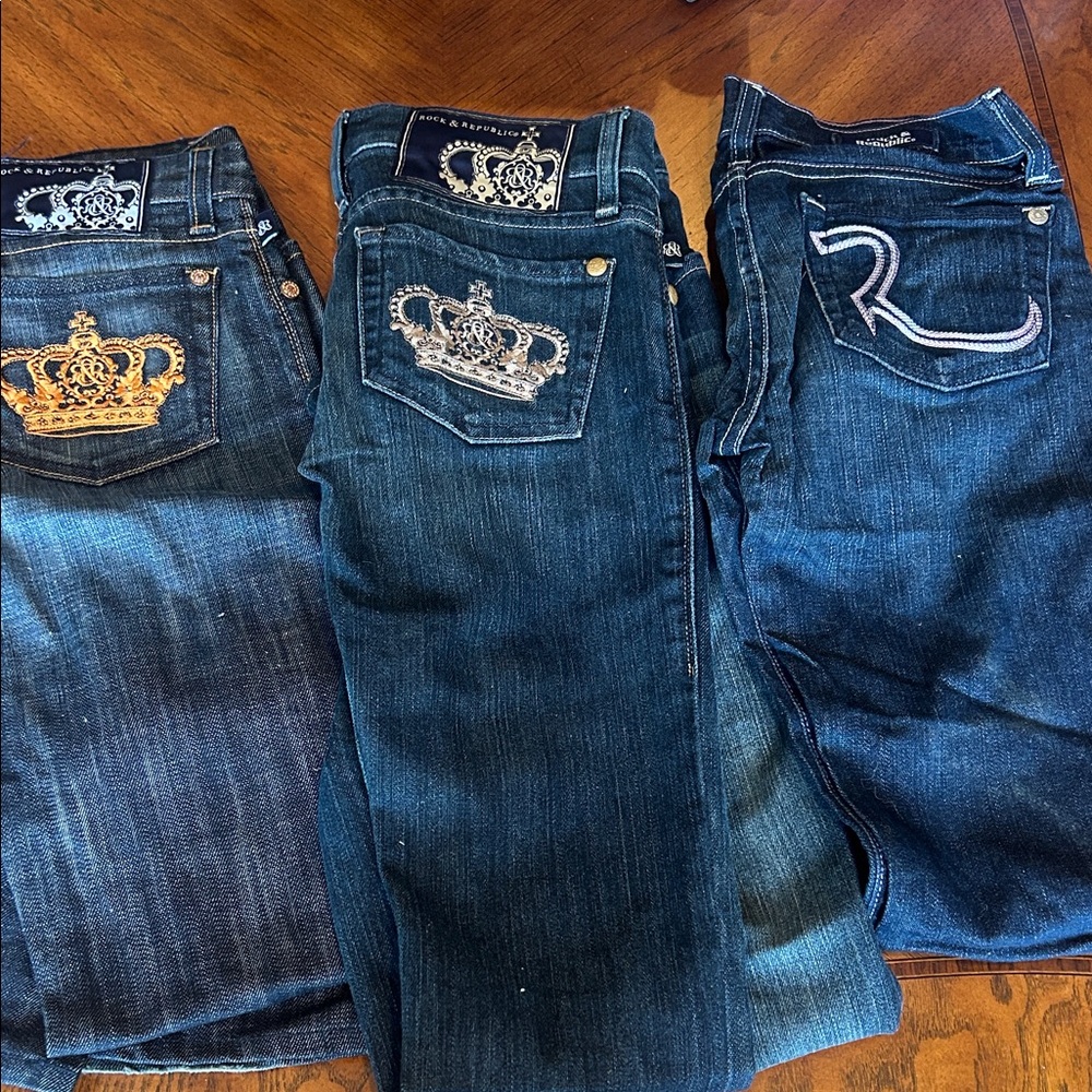 Set of 3 rock and republic jeans